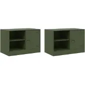 Sonstiges Nachtkastjes 2 st 67x39x44 cm staal olijfgroen