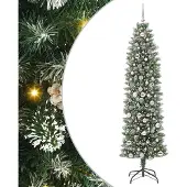 Syfax Kunstmatige slanke kerstboom met 300 LED Groen en Wit 210 cm