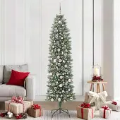 Prolenta Maison Exclusive - Kunstkerstboom, slank model, groen en wit, 210 cm