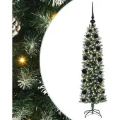 Syfax Kunstmatige slanke kerstboom met 150 LED Groen en Wit 120 cm
