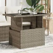 Prolenta Maison Exclusive - Tuintafel met glazen blad, grijs, 100x55x73 cm, polyrotan