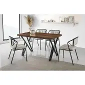AEA Garnitur Esszimmer Tisch Essecke Esstisch Holztisch Stühle 5tlg Braun