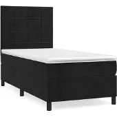 Syfax Boxspring met matras fluweel zwart 90x190 cm