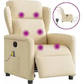 Syfax Massagestoel elektrisch verstelbaar stof crèmekleurig