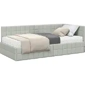 Syfax Hoekbedframe met Matras 2 st Lichtgrijs 90 x 200 cm Fluweel