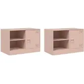 Syfax Tv-meubelen 2 st 67x39x44 cm staal roze