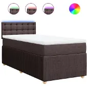 vidaXL Boxspring met matras stof donkerbruin 90x200 cm
