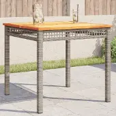 Prolenta Maison Exclusive - Tuintafel, grijs, 80x80x75 cm, polyrotan en acaciahout