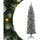 Syfax Kunstmatige slanke kerstboom met 300 LED Groen en Wit 210 cm