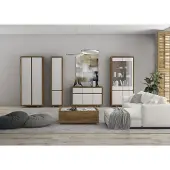 AEA Wohnzimmer Set Vitrine Kommode Wohnwände Kommoden Schrank Tisch Möbel Holz 4tlg