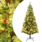 Prolenta Maison Exclusive - Kerstboom met verlichting en kegeltjes, groen, 120 cm