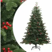 Prolenta Maison Exclusive - Kunstkerstboom, inklapbaar, met kegeltjes en bessen, 240 cm