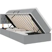 vidaXL Opbergbed met matras Lichtgrijs 90 x 190 cm fluweel