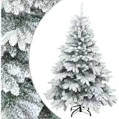 Syfax Kunst Kerstboom met Geveerde Takken, Sneeuw Bedekt Wit 120 cm