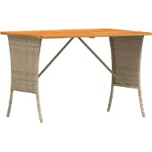 Syfax Tuintafel met acaciahouten blad 105x75x72 cm poly rattan beige