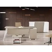 AEA Arbeitstisch Komplettbüro Büromöbel Schreibtisch 3tlg Holz Set Beige