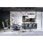AEA Esszimmer Komplett Tisch 4 Stühle Anrichte Spiegel Set 7tlg Esstisch