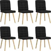 Syfax Eetkamerstoelen 6 st stof zwart