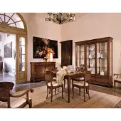 AEA Garnitur Set Tisch 4x Stühle Stuhl Vitrine Set Kommode Essgruppe 7tlg. Esszimmer