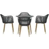Venture Home Anafi tuinmeubelset tafel 80x80cm 4 stoelen zwart.