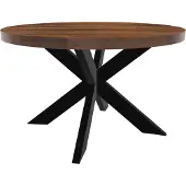Lizzely Garden & Living Eettafel rond mangohout 130cm Jones bruin ronde industriële tafel duurzaam mango eetkamertafel