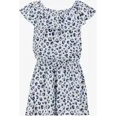 Name it meisjes playsuit met panterprint grijs blauw maat 104