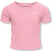 ONLY KIDS GIRL T-shirt roze met textuur Meisjes Polyester Ronde hals Printopdruk - maat 122/128
