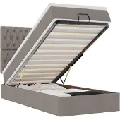 vidaXL Ottoman bed met matras en LED's 90x190cm stof taupe