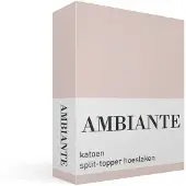 Ambiante Cotton Uni split-topper hoeslaken - Tweepersoons - Light Pink