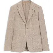 BOSS Regular-fit blazer van linnenmix met dessin