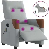 Syfax Massagestoel elektrisch verstelbaar stof lichtgrijs