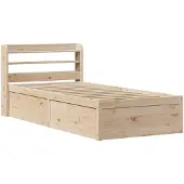 vidaXL Bedframe met hoofdbord massief grenenhout 90x190 cm