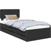 Syfax Bedframe met lade Zwart 90 x 200 cm Geconstrueerd hout
