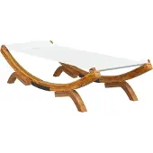 Syfax Loungebed 100x188,5x44 cm massief gebogen hout crèmekleurig