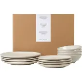 Broste Copenhagen Serviesset Nordic Vanilla 12-delig / 4 personen - 4 dinerborden, 4 ontbijtborden en 4 kommen