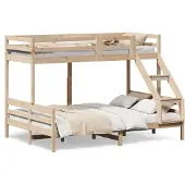 vidaXL Stapelbed massief grenenhout 80x200/140x200 cm