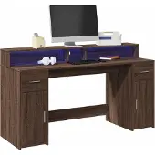 Prolenta Maison Exclusive - Bureau met LED-verlichting, donker eikenhout, 160x55x91 cm, composiethout