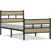 vidaXL Bedframe zonder matras metaal sonoma eikenkleurig 107x203 cm