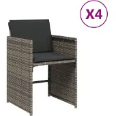 Syfax Tuinstoelen 4 st met kussens poly rattan grijs