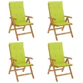 vidaXL Tuinstoelen 4 st verstelbaar met kussens massief teakhout