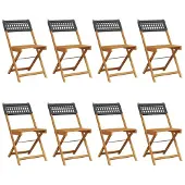 vidaXL Tuinstoelen 8 st inklapbaar poly rattan en massief hout zwart