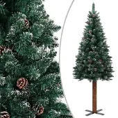 Syfax Kerstboom met echt hout en sneeuw smal 150 cm groen
