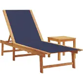 Syfax Ligbed met tafel massief acaciahout en textileen blauw