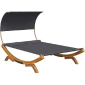 Syfax Loungebed met luifel 165x203x126 cm gebogen hout antracietkleur