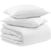 vidaXL Beddengoedset met kussens, 3 stuks, wit, gevuld met donsveren