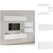 vidaXL Tv-kast - Tv-kasten - Tv-meubel - Hifi-meubel - 6-delige Tv-meubelset bewerkt hout wit