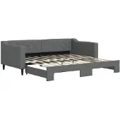 vidaXL Slaapbank met onderschuifbed 90x190 cm stof donkergrijs