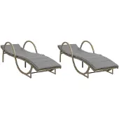 Syfax Ligstoelen 2 st met kussens poly rattan beige