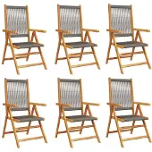 vidaXL Tuinstoelen 6 st verstelbaar massief acaciahout grijs