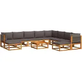vidaXL 11-delige tuinbankset met kussens acaciahout & touw